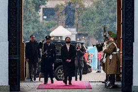 President of Chile Gabriel Boric enters the Palacio de La Moneda
